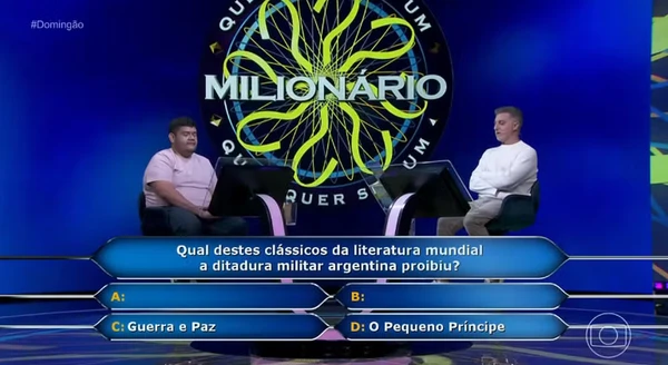 Pergunta sobre ditadura argentina faz participante perder R$ 300 mil no Domingão com Huck por Reprodução/TV Globo 
