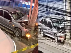 Imagem - Duas pessoas morrem após carro bater de frente com poste no bairro do Uruguai
