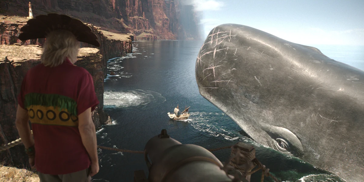 Crocus (Clive Russell) e Laboon na série de One Piece por Divulgação/Netflix