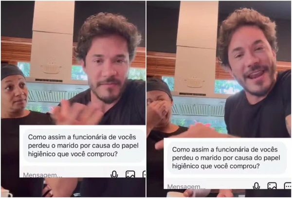 Eliezer gravou vídeo com Daí, sua funcionária, após problema com papel higiênico por Reprodução/Instagram
