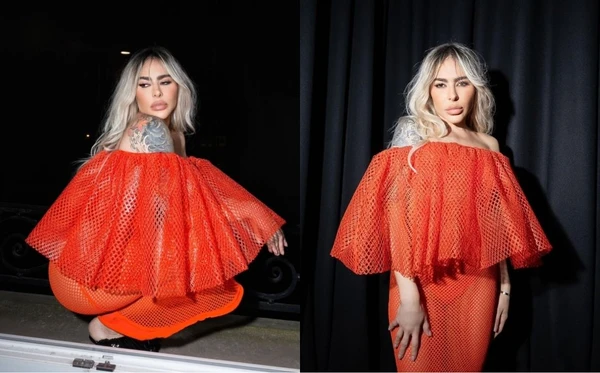 Juliana Herc usa vestido conceitual de R$ 42 mil no desfile da Givenchy na Paris Fashion Week