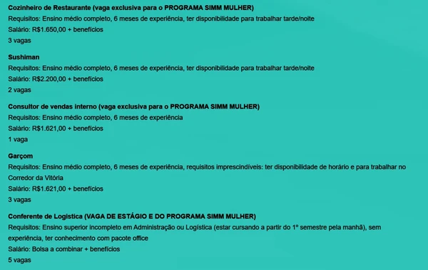 Veja vagas disponíveis por Reprodução