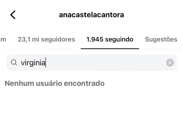 Ana Castela deixou de seguir Virginia