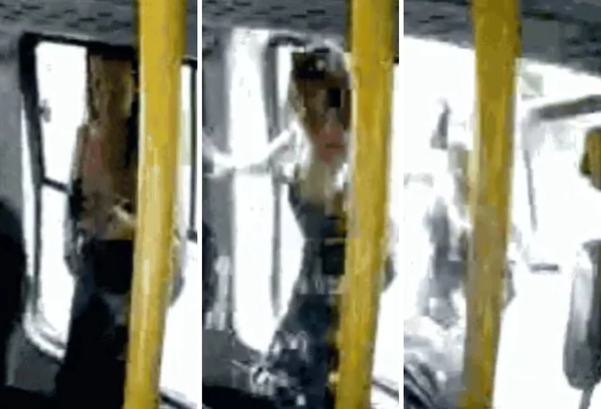 Renata estava apoiada na janela no momento do acidente