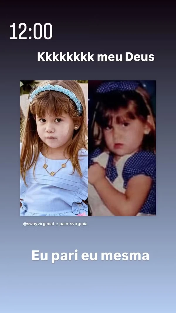 Virginia exibe fotos de quando era bebê e semelhança com Maria Alice por Reprodução/Redes Sociais