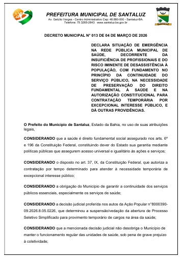 Decreto publicado pela prefeitura por Reprodução