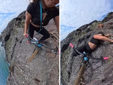 Imagem - Ciclista perde equilíbrio, escorrega de penhasco e filma tudo; veja vídeo