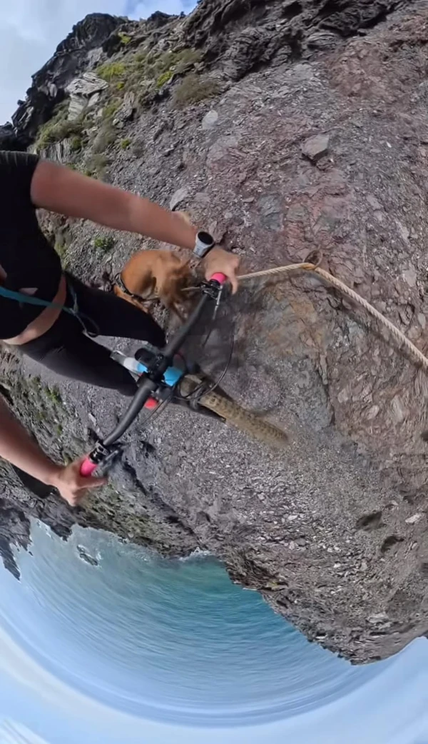 Ciclista registra momento em que escorrega em precipício por Reprodução