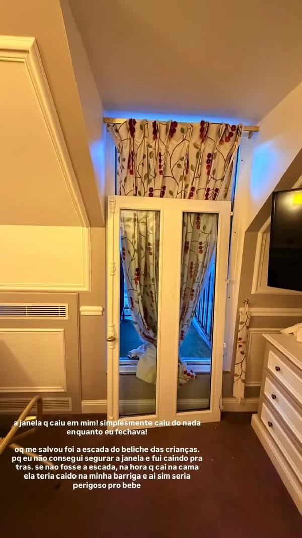 Isa Scherer mostrou janela que caiu em cima dela por Reprodução/Instagram