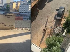 Imagem - Carro cai de altura de 17 metros em estacionamento em Salvador e deixa dois feridos