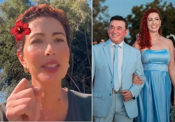 Lorena, filha de Amado Batista em agosto do ano passado, e no casamento do pai, em março de 2025 por Reprodução/Instagram