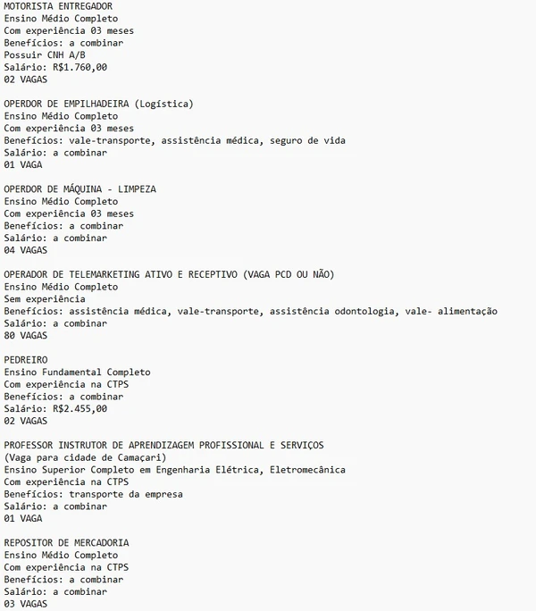 Vagas do SineBahia - Salvador e RMS (16/03) por Reprodução