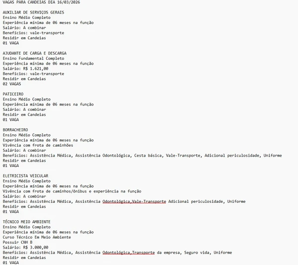 Vagas do SineBahia - Salvador e RMS (16/03) por Reprodução