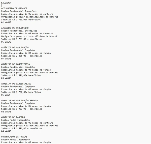 Vagas do SineBahia - Salvador e RMS (16/03) por Reprodução