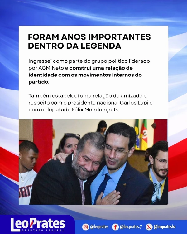 Leo Prates anuncia saída do PDT por Reprodução