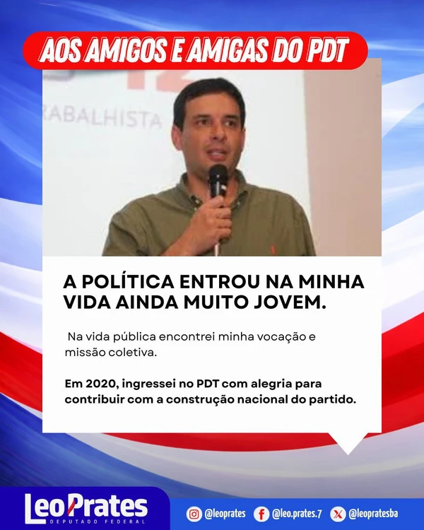 Leo Prates anuncia saída do PDT por Reprodução
