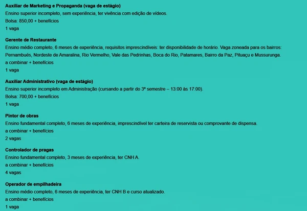 Veja vagas por Reprodução