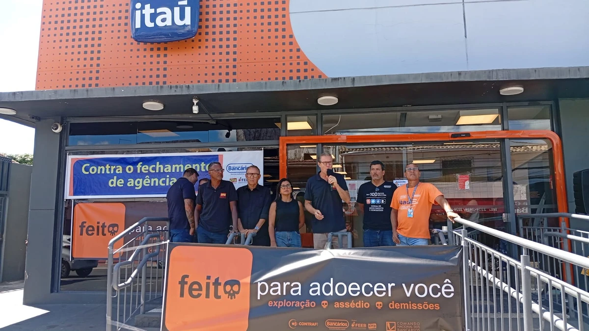 Protesto realizado na agência em Lauro de Freitas