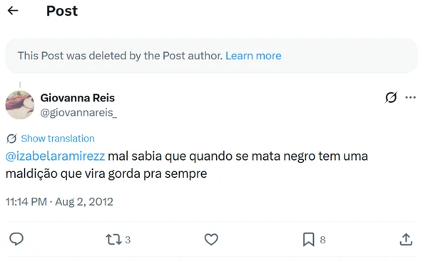 Uma sequência de publicações antigas, atribuídas à namorada da atriz Alanis Guillen, colocou o nome de Giovanna Reis Lins no centro de uma crise nas redes por Reprodução/Redes Sociais 