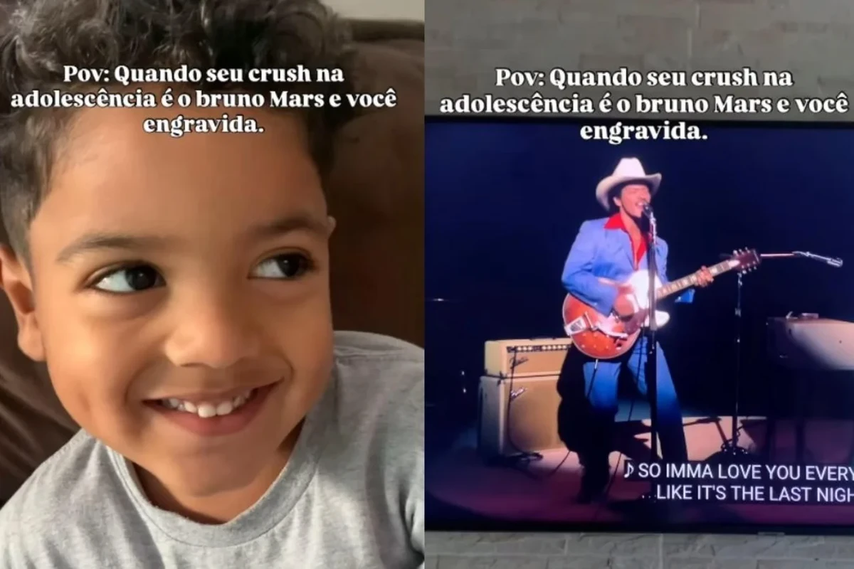 Fã brasileira mostra filho parecido com Bruno Mars 