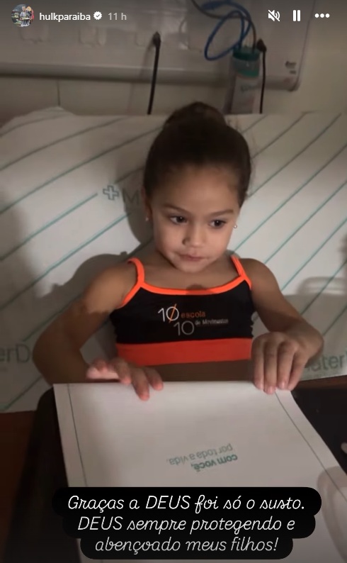 Hulk falou sobre o susto com a filha nos Stories por Reprodução/Instagram