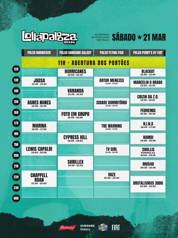 Lollapalooza 2026 de sábado por Divulgação 