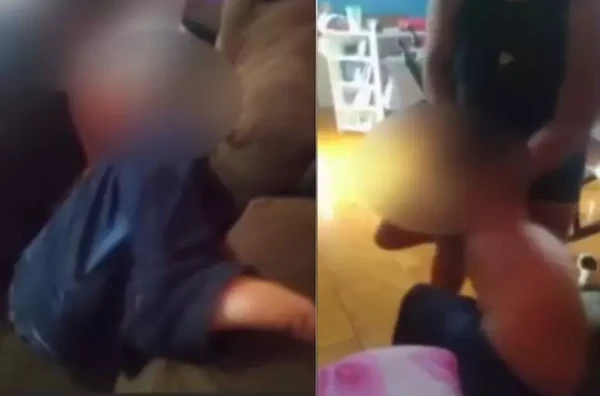 Mãe é presa após ser filmada espancando os filhos: ' desmaia, eu não aguento mais você falando'