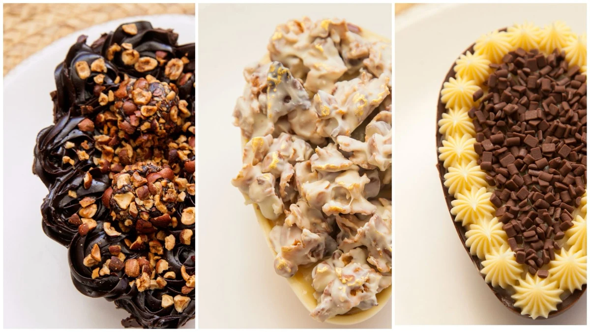 Os ovos de Páscoa da CamuCaju Confeitaria, de Petrina Cabral Confeitaria e de Bia Prendada Doceria