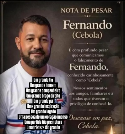 Fernando 'Cebola' morreu tentando salvar esposa por Reprodução