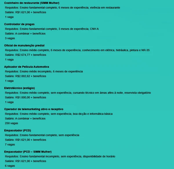 Veja vagas por Reprodução