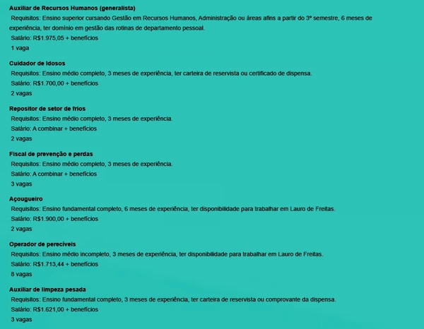 Veja vagas por Reprodução