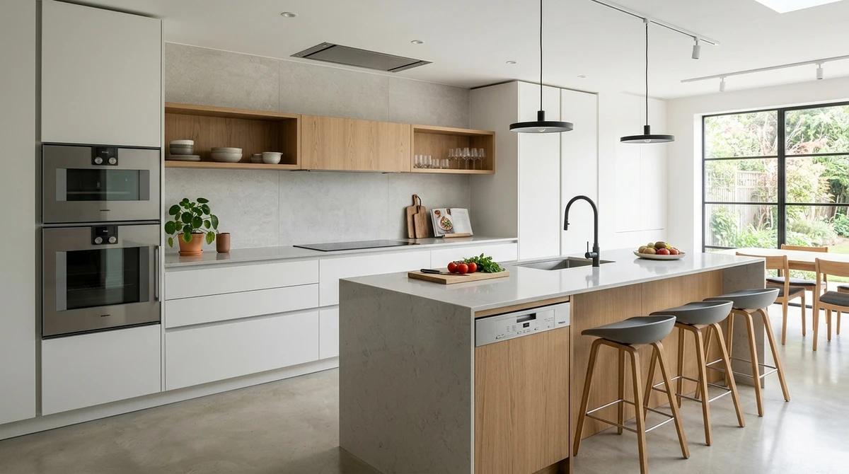 Decoração que é a cara de Aquário: cozinha moderna com design funcional por Imagem gerada por IA