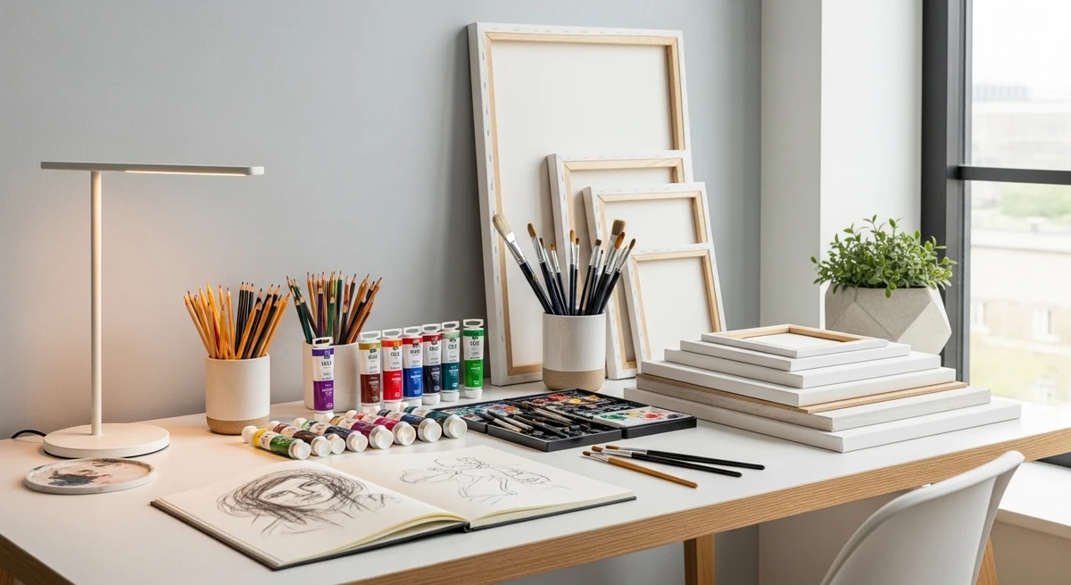 Decoração que é a cara de Aquário: espaço criativo organizado por Imagem gerada por IA