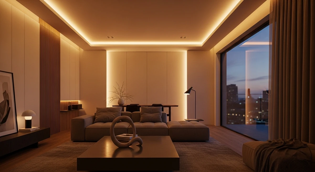 Decoração que é a cara de Aquário: iluminação criativa e aconchegante por Imagem gerada por IA