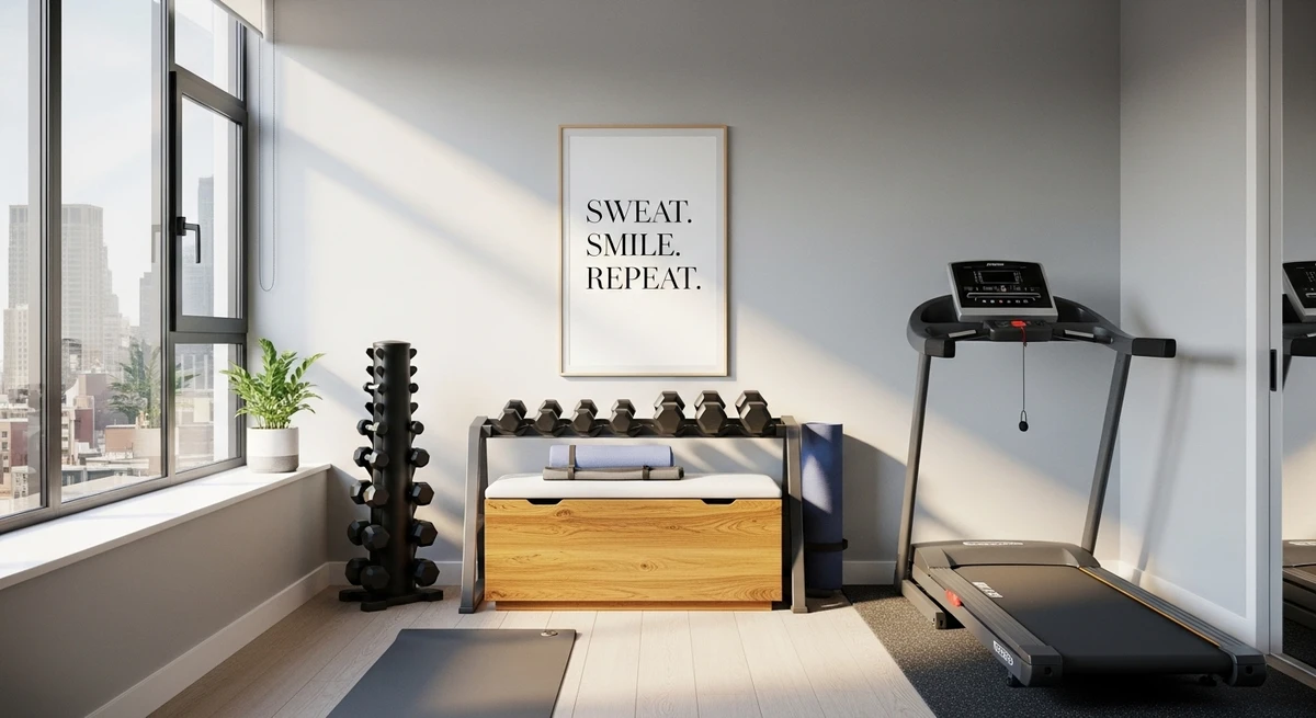 Decoração que é a cara de Áries: cantinho fitness em casa por Imagem gerada por IA