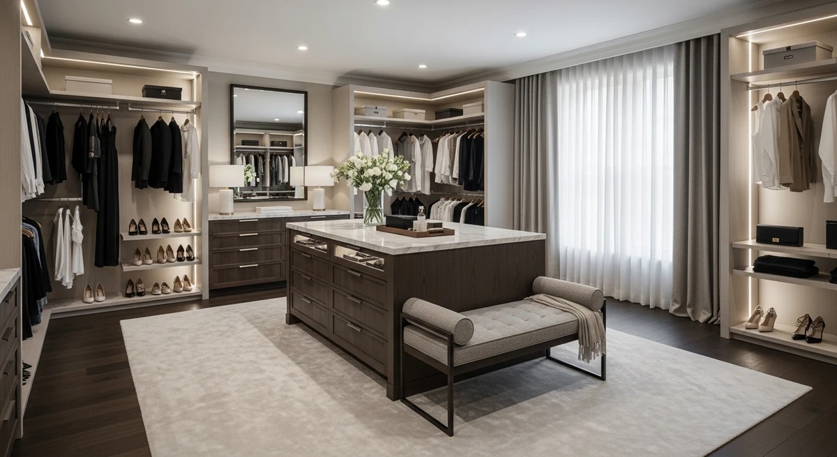 Decoração que é a cara de Capricórnio: closet impecável e discreto por Imagem gerada por IA