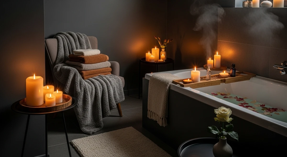 Decoração que é a cara de Escorpião: espaço de autocuidado com vibe sensual por Imagem gerada por IA