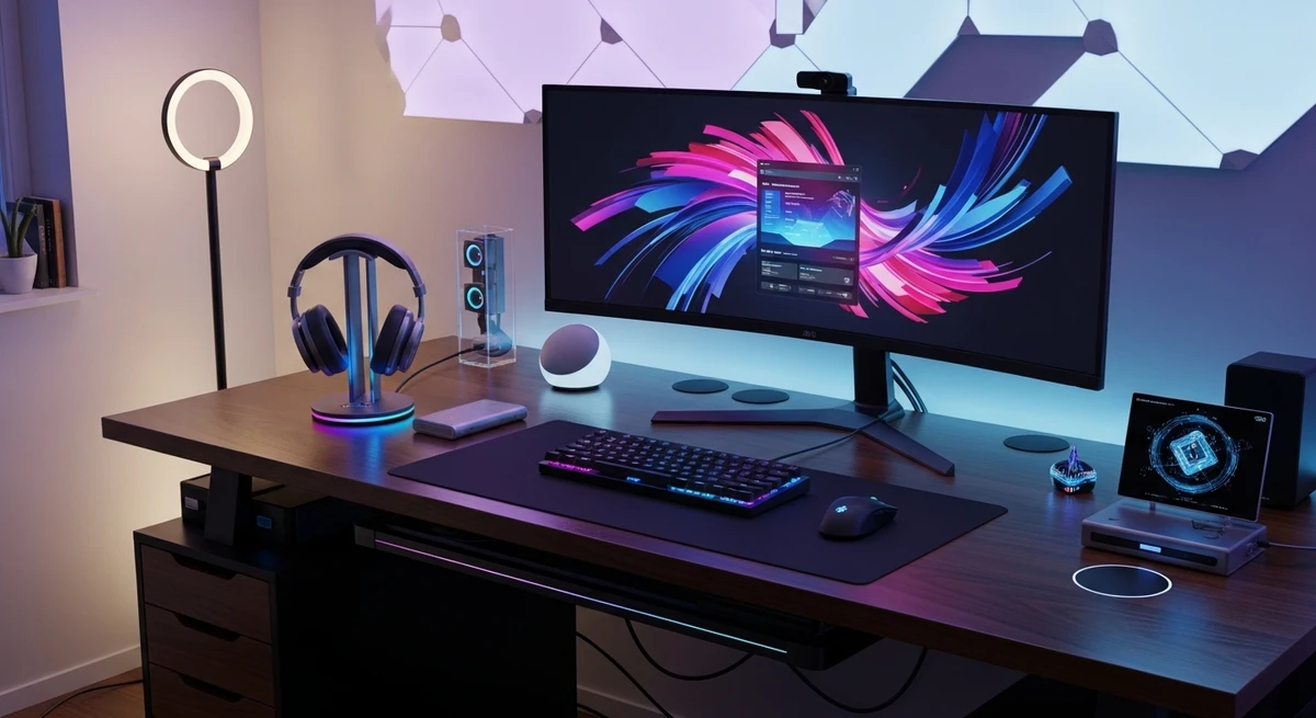 Decoração que é a cara de Gêmeos: cantinho com tecnologia e gadgets por Imagem gerada por IA