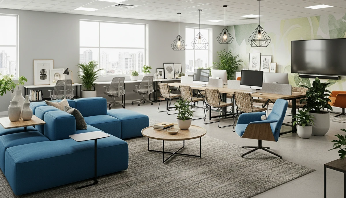 Decoração que é a cara de Gêmeos: espaço multifuncional (trabalho + lazer) por Imagem gerada por IA