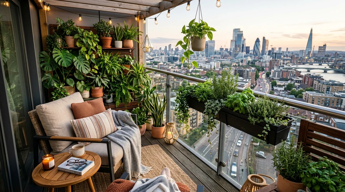 Decoração que é a cara de Gêmeos: varanda urbana estilosa por Imagem gerada por IA