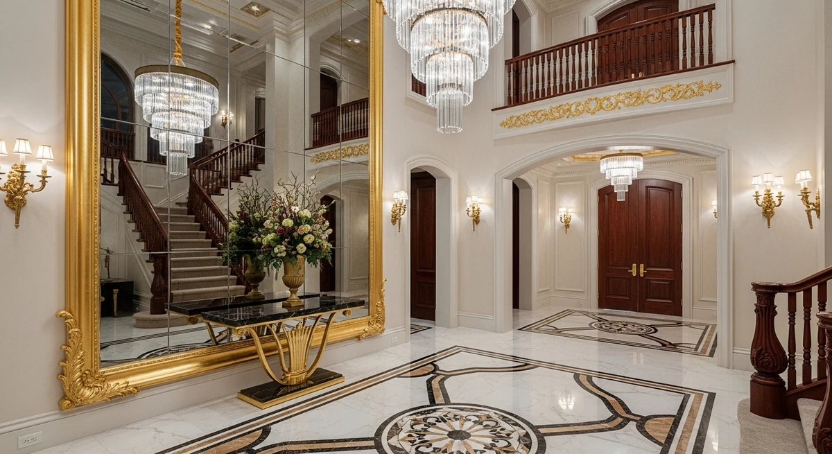 Decoração que é a cara de Leão: hall de entrada digno de mansão por Imagem gerada por IA