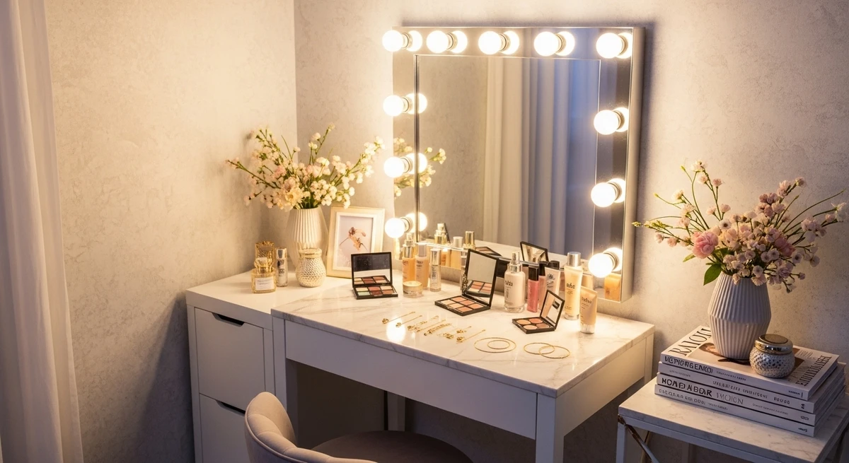 Decoração que é a cara de Libra: cantinho de beleza sofisticado por Imagem gerada por IA