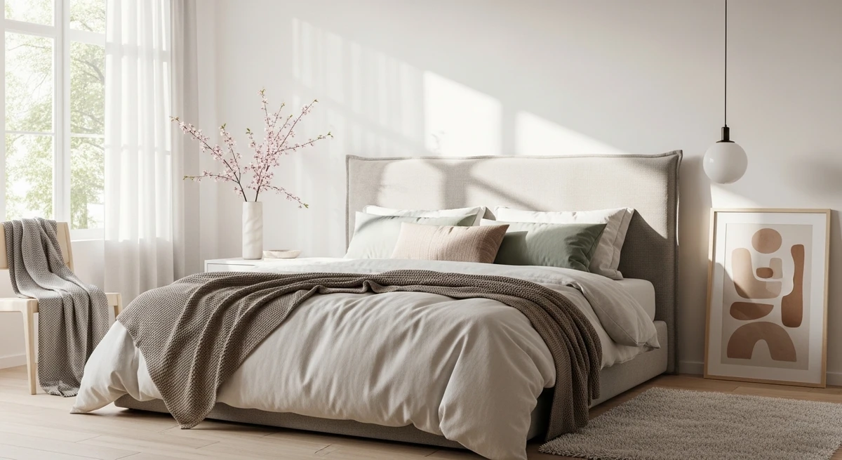 Decoração que é a cara de Libra: quarto clean e romântico por Imagem gerada por IA