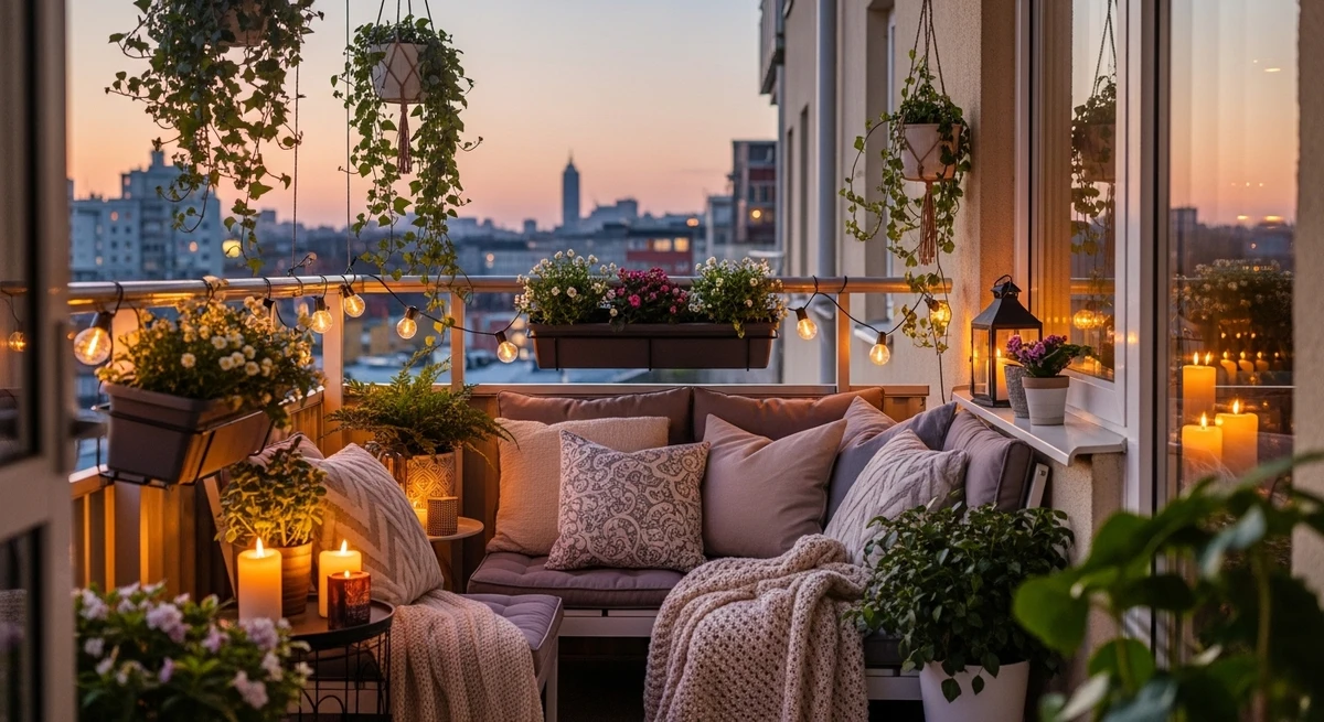 Decoração que é a cara de Libra: varanda charmosa e bem decorada por Imagem gerada por IA
