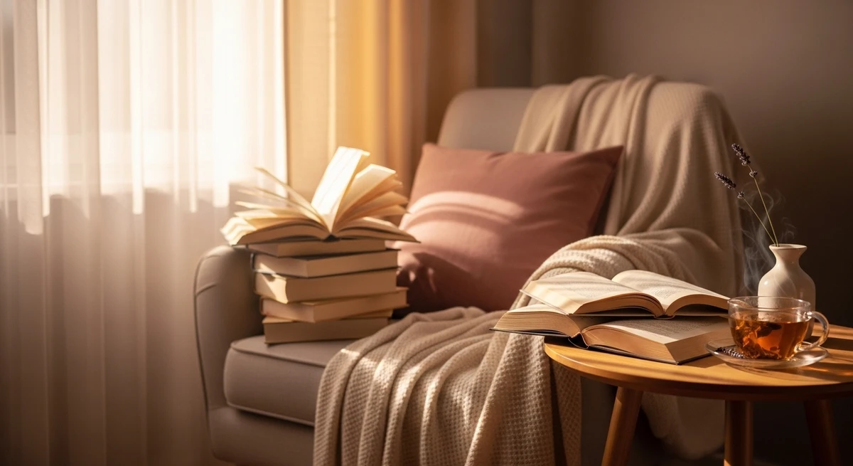 Decoração que é a cara de Peixes: cantinho com luz de fim de tarde por Imagem gerada por IA