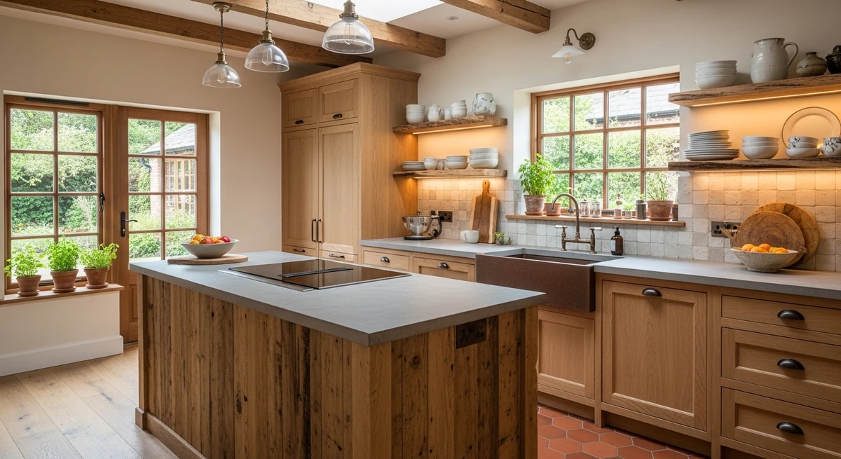 Decoração que é a cara de Sagitário: cozinha prática com estilo rústico moderno por Imagem gerada por IA