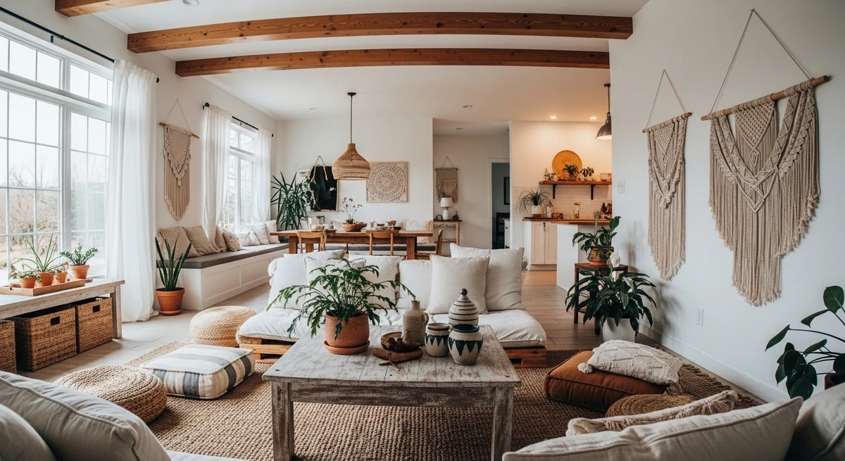 Decoração que é a cara de Sagitário: sala integrada com espaço aberto por Imagem gerada por IA