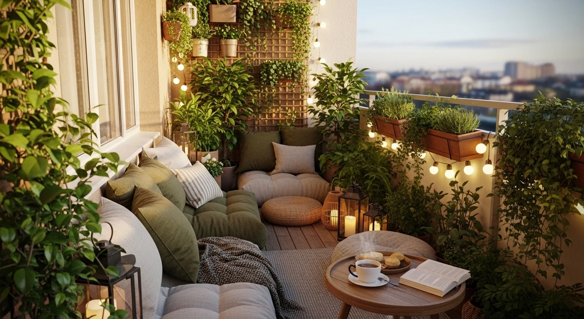Decoração que é a cara de Touro: varanda com clima relaxante por Imagem gerada por IA