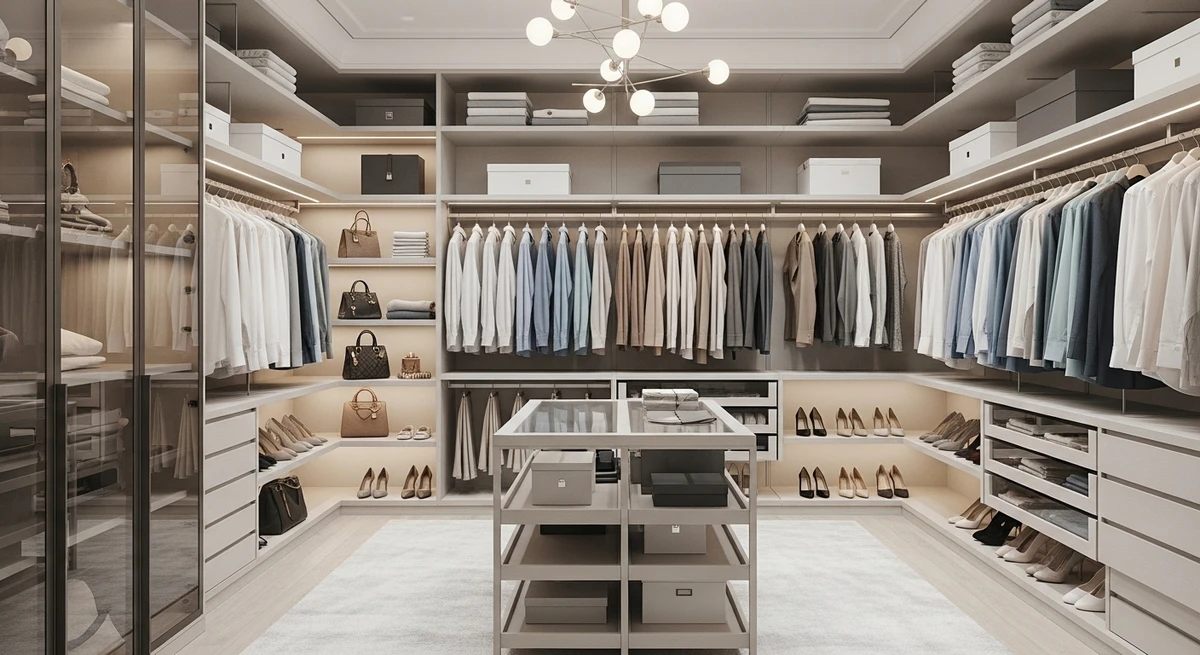 Decoração que é a cara de Virgem: closet organizado por cores por Imagem gerada por IA