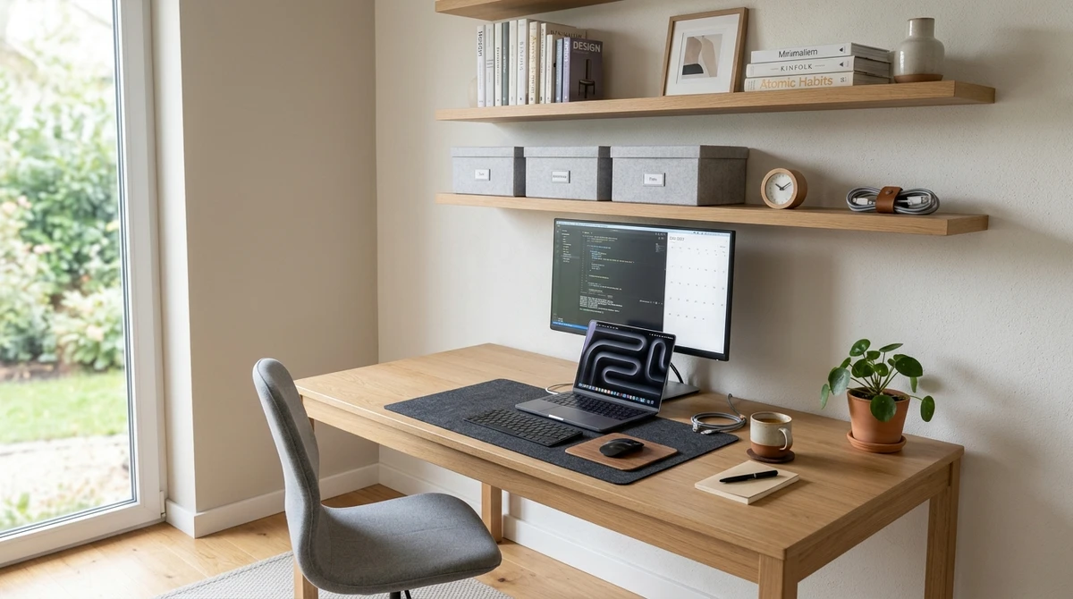 Decoração que é a cara de Virgem: home office extremamente organizado por Imagem gerada por IA